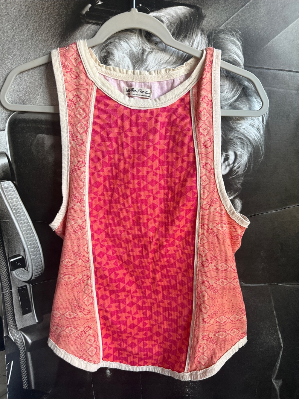 We The Free Pink and Coral Sleeveless Patterned Tank